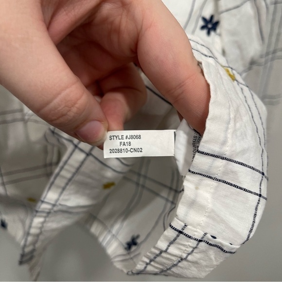 Madewell Embroidered Windowpane Square Neck Button Down Top Size X-Small - Picture 13 of 14